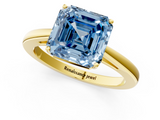 Yellow gold Fancy Blue Asscher  Solitaire Diamond Ring with Split Shank and Four-Prong Setting_35