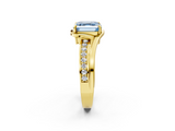 Yellow gold Fancy Blue Asscher  Solitaire Diamond Ring with Split Shank and Prong Setting_2