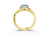 Yellow gold Fancy Blue Asscher  Solitaire Diamond Ring with Split Shank and Prong Setting_3