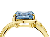 Yellow gold Fancy Blue Asscher  Solitaire Diamond Ring with Split Shank and Prong Setting_4