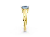 Yellow gold Fancy Blue Asscher  Solitaire Diamond Ring with Tapered Band and Four-Prong Setting_85