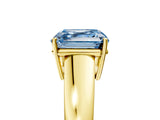 Yellow gold Fancy Blue Asscher  Solitaire Diamond Ring with Tapered Band and Four-Prong Setting_88