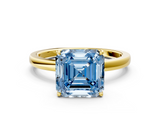 Yellow gold Fancy Blue Asscher  Solitaire Diamond Ring with Thin Band and Four-Prong Setting_20