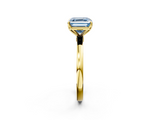 Yellow gold Fancy Blue Asscher  Solitaire Diamond Ring with Thin Band and Four-Prong Setting_22