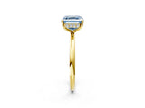 Yellow gold Fancy Blue Asscher  Solitaire Diamond Ring with a Classic Band and Four-Prong Setting 2