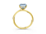 Yellow gold Fancy Blue Asscher  Solitaire Diamond Ring with a Classic Band and Four-Prong Setting 3