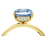 Yellow gold Fancy Blue Asscher  Solitaire Diamond Ring with a Classic Band and Four-Prong Setting 4