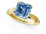 Yellow gold Fancy Blue Asscher  Solitaire Diamond Twisted Band with Four-Prong Setting_1