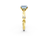 Yellow gold Fancy Blue Asscher  Solitaire Diamond Twisted Band with Four-Prong Setting_2