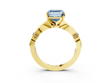 Yellow gold Fancy Blue Asscher  Solitaire Diamond Twisted Band with Four-Prong Setting_3