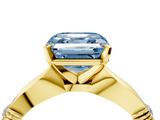 Yellow gold Fancy Blue Asscher  Solitaire Diamond Twisted Band with Four-Prong Setting_4