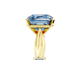 Yellow gold Fancy Blue Asscher  Solitaire Diamond Twisted Band with Four-Prong Setting_5