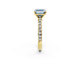 Yellow gold Fancy Blue Asscher  Solitaire Diamond with Pavé Band and Four-Prong Setting_19