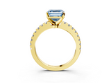 Yellow gold Fancy Blue Asscher  Solitaire Diamond with Pavé Band and Four-Prong Setting_20