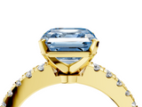 Yellow gold Fancy Blue Asscher  Solitaire Diamond with Pavé Band and Four-Prong Setting_21