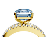 Yellow gold Fancy Blue Asscher  Solitaire Diamond with Pave and Channel Set Band_16