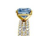 Yellow gold Fancy Blue Asscher  Solitaire Diamond with Pave and Channel Set Band_17