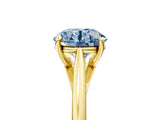 Yellow gold Fancy Blue Asscher  Solitaire Engagement Ring with Four-Prong Setting and Classic Band 1