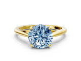 Yellow gold Fancy Blue Asscher  Solitaire Engagement Ring with Four-Prong Setting and Classic Band 2