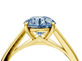 Yellow gold Fancy Blue Asscher  Solitaire Engagement Ring with Four-Prong Setting and Classic Band