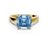 Yellow gold Fancy Blue Asscher  Solitaire Engagement Ring with Four-Prong Setting and Tapered Band_21