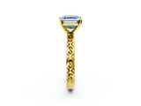Yellow gold Fancy Blue Asscher  Solitaire Engagement Ring with Scrollwork Band and Four-Prong Setting_18