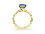 Yellow gold Fancy Blue Asscher  Solitaire Engagement Ring with Scrollwork Band and Four-Prong Setting_19