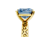 Yellow gold Fancy Blue Asscher  Solitaire Engagement Ring with Scrollwork Band and Four-Prong Setting_21