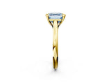 Yellow gold Fancy Blue Asscher  Solitaire Engagement Ring with Six-Prong Setting and Classic Band 3