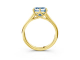 Yellow gold Fancy Blue Asscher  Solitaire Engagement Ring with Six-Prong Setting and Classic Band 4