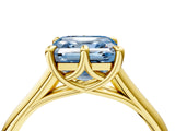 Yellow gold Fancy Blue Asscher  Solitaire Engagement Ring with Six-Prong Setting and Classic Band 5