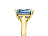 Yellow gold Fancy Blue Asscher  Solitaire Engagement Ring with Six-Prong Setting and Classic Band