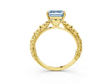 Yellow gold Fancy Blue Asscher  Solitaire Floral Milgrain Engagement Ring_39