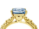 Yellow gold Fancy Blue Asscher  Solitaire Floral Milgrain Engagement Ring_40