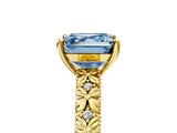 Yellow gold Fancy Blue Asscher  Solitaire Floral Milgrain Engagement Ring_41