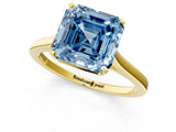 Yellow gold Fancy Blue Asscher  Solitaire Heart Prong Engagement Ring with Tapered Band_90