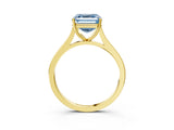 Yellow gold Fancy Blue Asscher  Solitaire Heart Prong Engagement Ring with Tapered Band_92