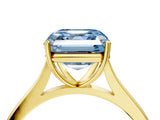 Yellow gold Fancy Blue Asscher  Solitaire Heart Prong Engagement Ring with Tapered Band_93