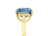 Yellow gold Fancy Blue Asscher  Solitaire Heart Prong Engagement Ring with Tapered Band_94