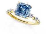 Yellow gold Fancy Blue Asscher  Solitaire Marquise Side Stone Prong Setting Ring_19