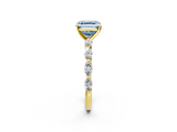 Yellow gold Fancy Blue Asscher  Solitaire Marquise Side Stone Prong Setting Ring_20