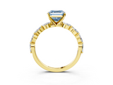 Yellow gold Fancy Blue Asscher  Solitaire Marquise Side Stone Prong Setting Ring_21