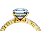 Yellow gold Fancy Blue Asscher  Solitaire Marquise Side Stone Prong Setting Ring_22