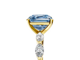 Yellow gold Fancy Blue Asscher  Solitaire Marquise Side Stone Prong Setting Ring_23