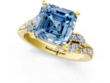 Yellow gold Fancy Blue Asscher  Solitaire Marquise Twist Band with Six-Prong Setting_1