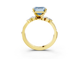 Yellow gold Fancy Blue Asscher  Solitaire Marquise Twist Band with Six-Prong Setting_3