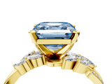Yellow gold Fancy Blue Asscher  Solitaire Marquise Twist Band with Six-Prong Setting_4