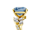 Yellow gold Fancy Blue Asscher  Solitaire Marquise Twist Band with Six-Prong Setting_5