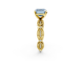 Yellow gold Fancy Blue Asscher  Solitaire Milgrain Diamond Engagement Ring with Bezel and Marquise Band_2