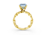 Yellow gold Fancy Blue Asscher  Solitaire Milgrain Diamond Engagement Ring with Bezel and Marquise Band_3